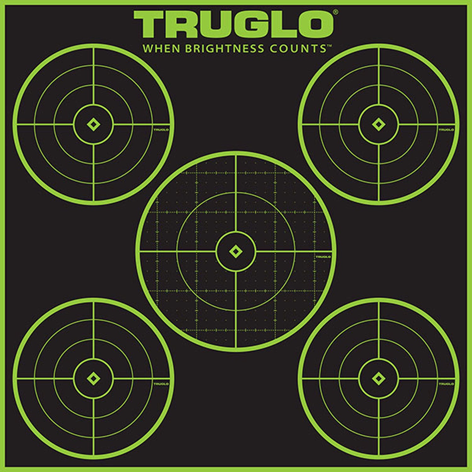 TruGlo TG11A12 Tru-See 5-Bullseye Fluorescent Green Self-Adhesive Targets 12x12" 12-Pack