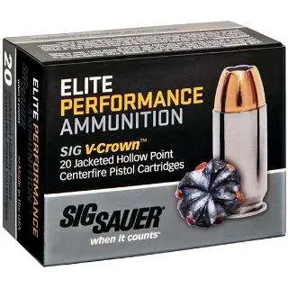 Sig Sauer .357 Sig Handgun Ammo Elite Performance V Crown Jacketed Hollow Point JHP 125 grain 