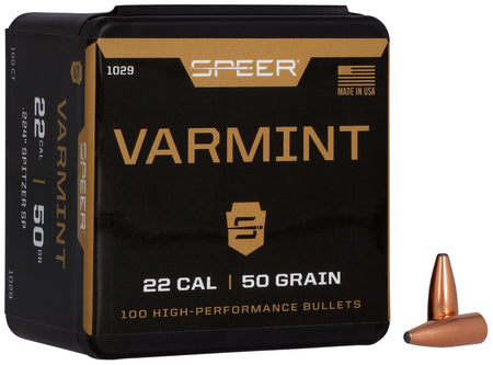 Speer 1029 .22 Cal 50gr Varmint JSP Component Bullets 100 Per Box
