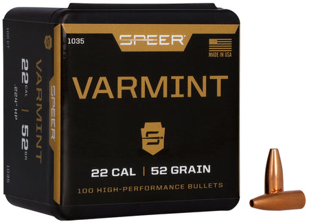 Speer 1035 .22 Cal 52gr Varmint HP Component Bullets 100 Per Box