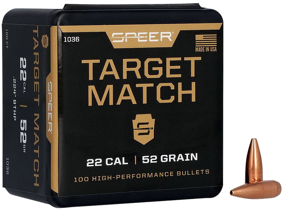 Speer 1036 .224 52gr HPBT Match Grade Rifle Component Bullets