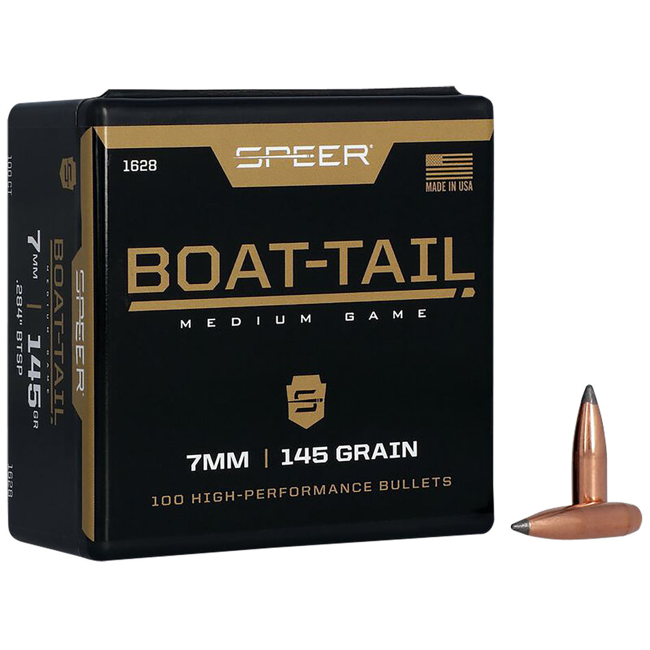 Speer Boat-Tail 7mm Caliber 145 Grain Soft Point Component Bullets Box of 100