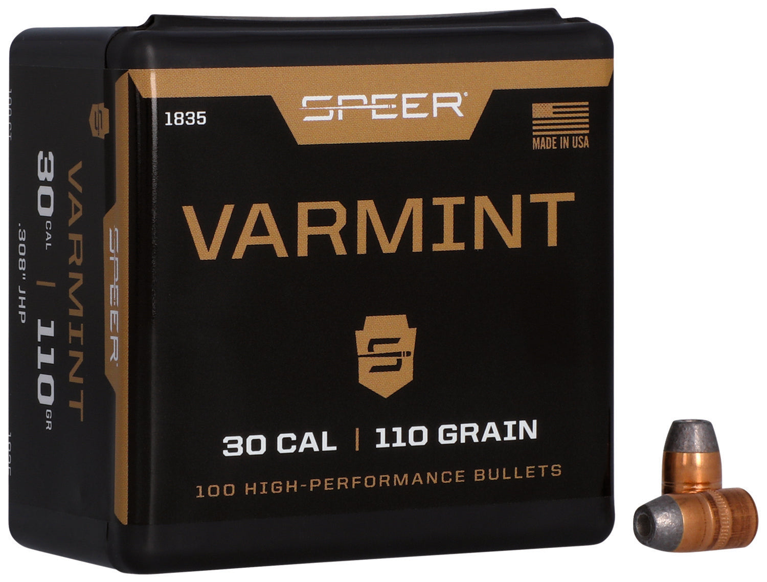 Speer Varmint 30 Cal 110 Grain Jacketed Hollow Point Component Bullets Box of 100