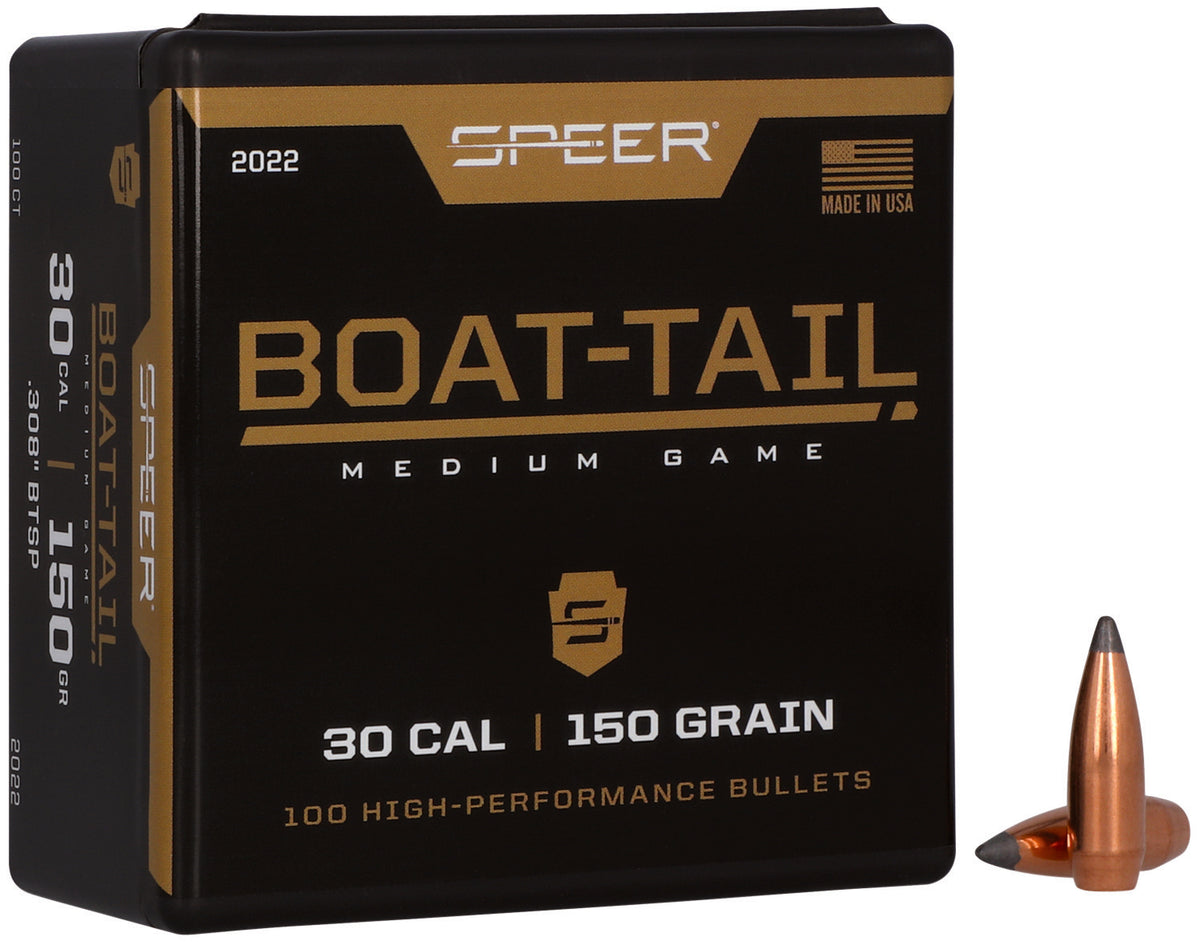 Speer Boat-Tail 30 Cal 150 Grain Soft Point Component Bullets Box of 100