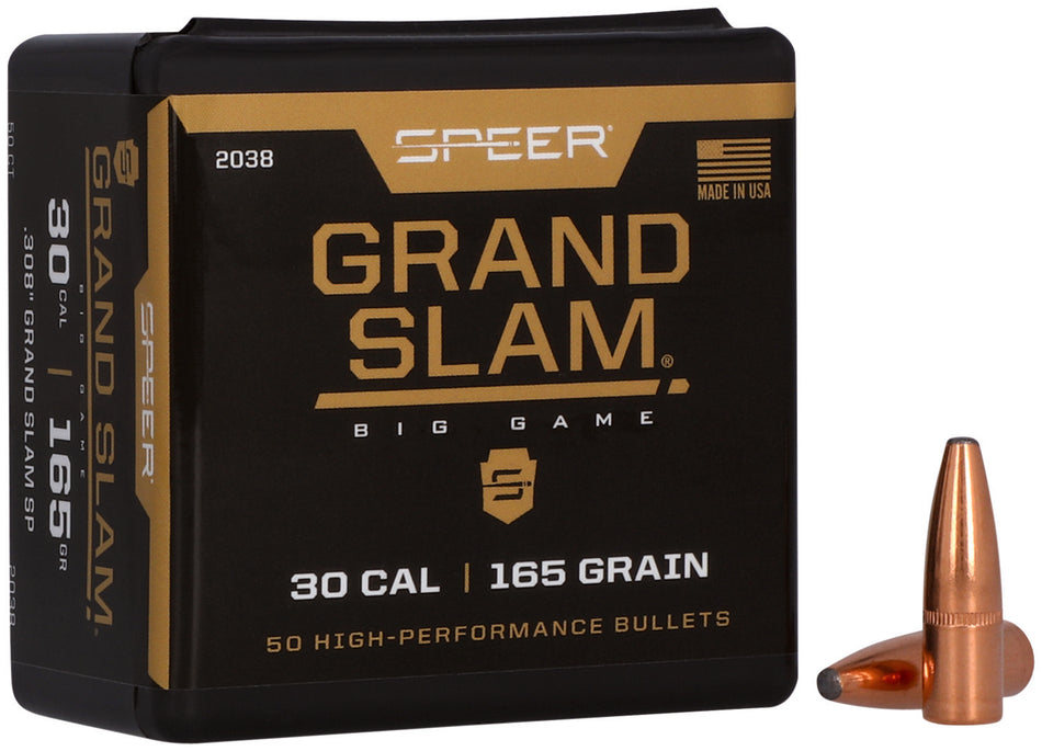 Speer 2038 .30 Cal 165gr Grand Slam Soft Point Hunting Projectiles