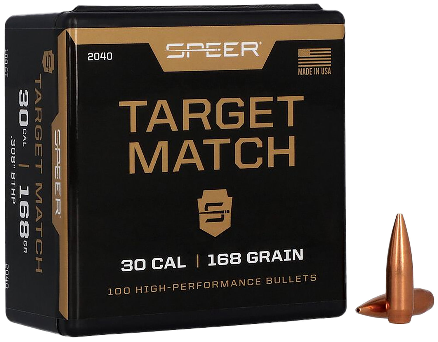 Speer 2040 .308 168gr OTM Boat Tail Match Grade Reloading Bullets