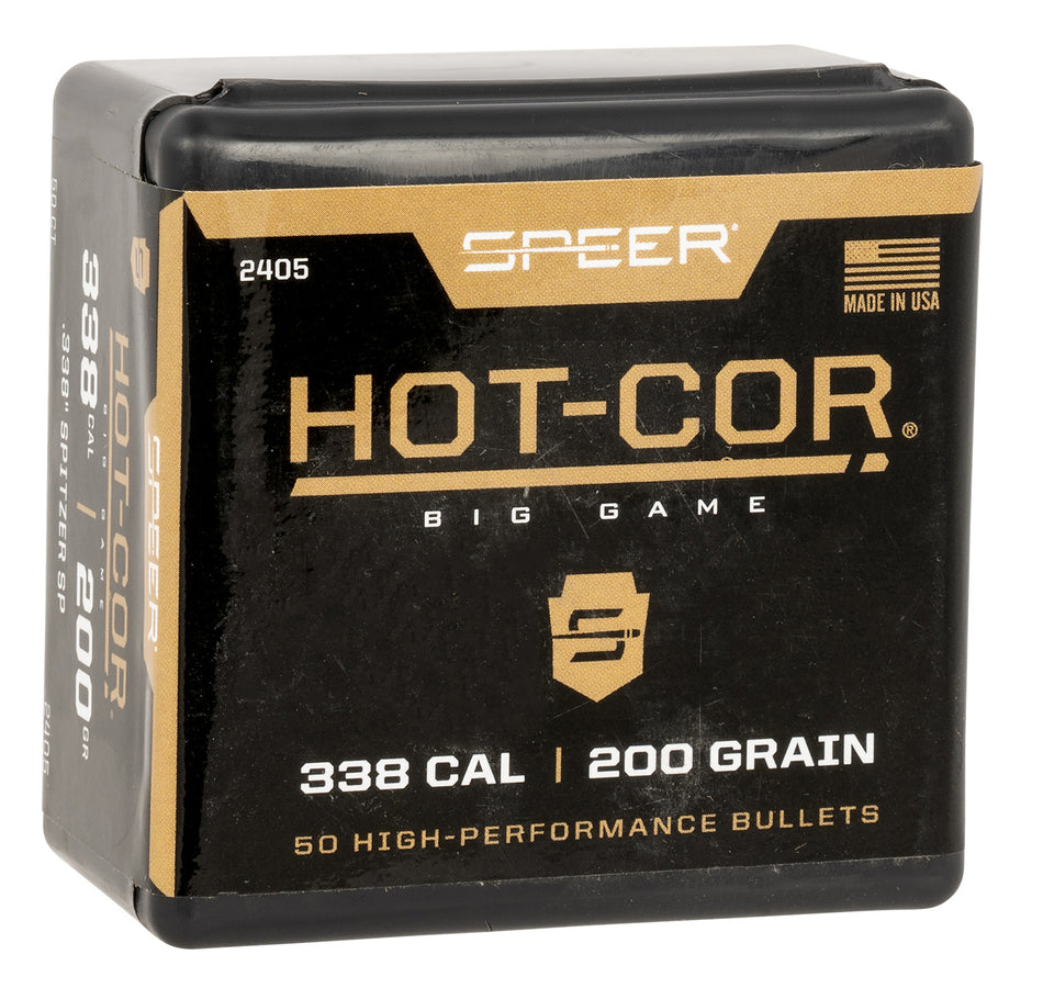 Speer 2405 .338 Cal 200gr Hot-Cor Soft Point Hunting Reloading Bullets