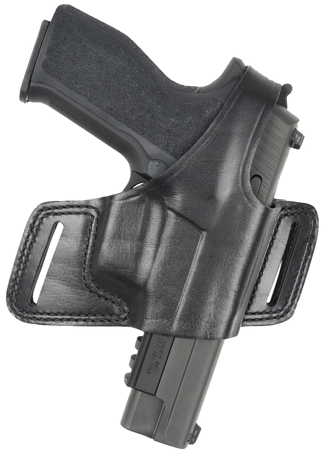 Bianchi 15718 Black Widow Belt Slide Holster Size 14 Black Leather OWB Right Hand Fits Glock 17 and Glock 22