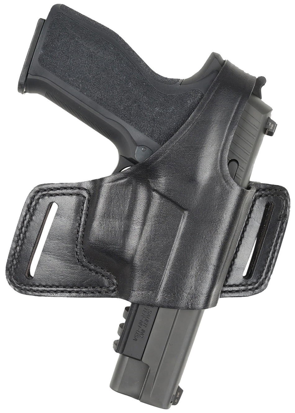 Bianchi 15718 Black Widow Belt Slide Holster Size 14 Black Leather OWB Right Hand Fits Glock 17 and Glock 22