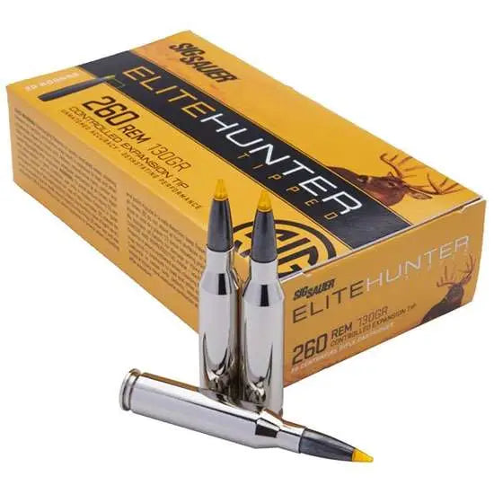 Sig Sauer .260 Remington Rifle Ammo Hunting Controlled Expansion Tip (CET) Ballistic Tip PolyTip 130 grain 