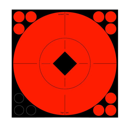 Birchwood Casey 33916 8-Inch Self-Adhesive Bullseye Target Spots Black/Red Paper 8-Pack