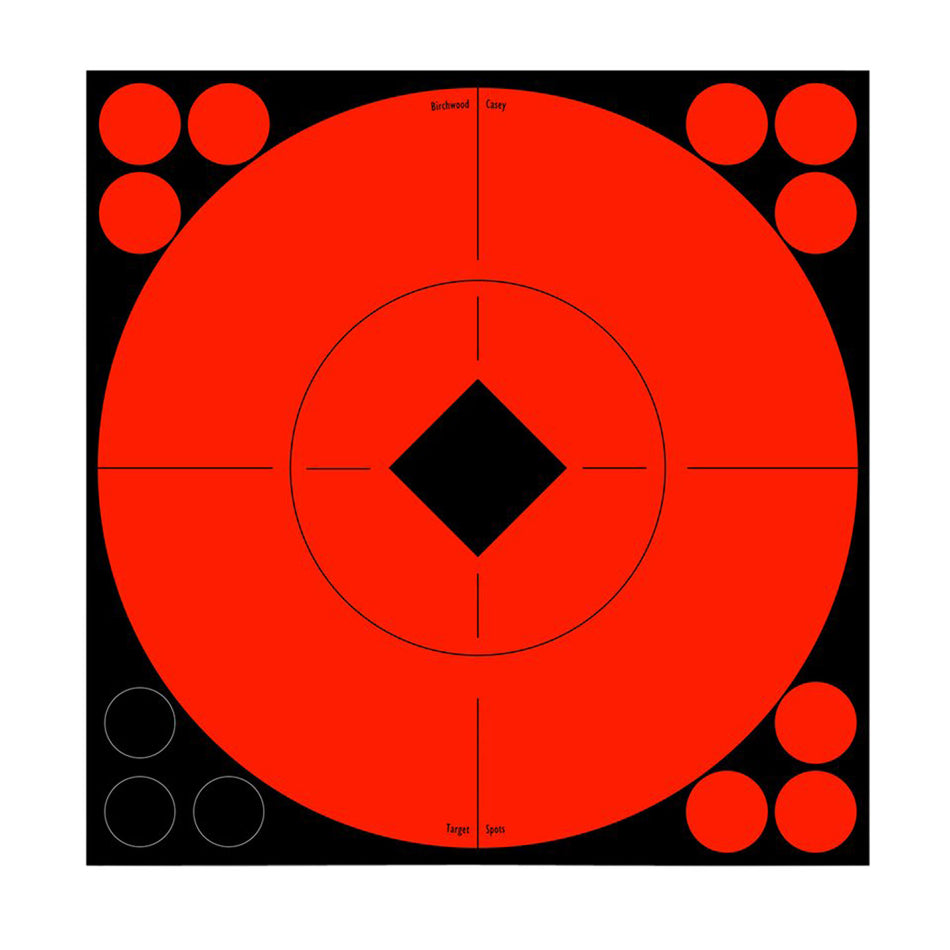 Birchwood Casey 33916 8-Inch Self-Adhesive Bullseye Target Spots Black/Red Paper 8-Pack