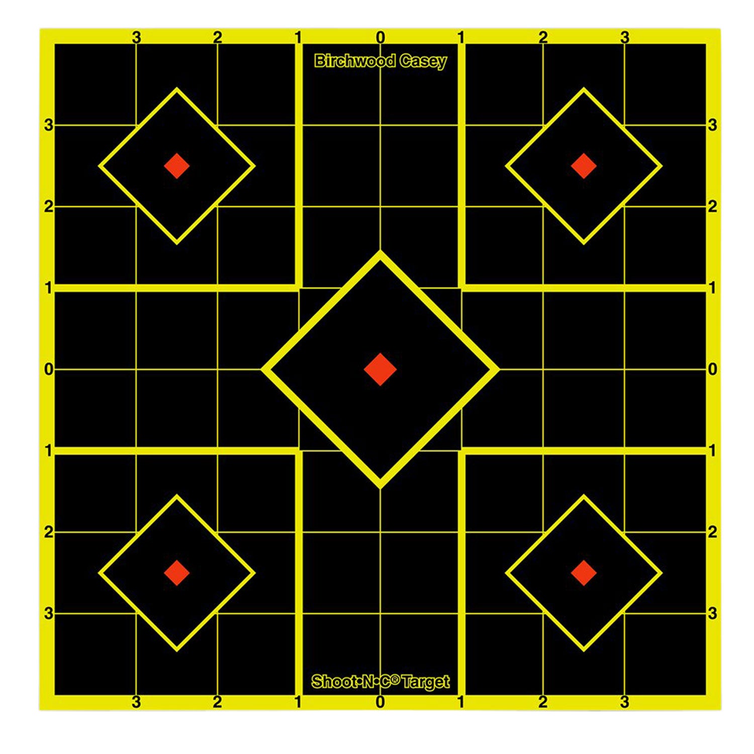 Birchwood Casey Shoot-N-C 34112 Multi Color 8" 5-Diamond Reactive Adhesive Paper Target 15 Pack