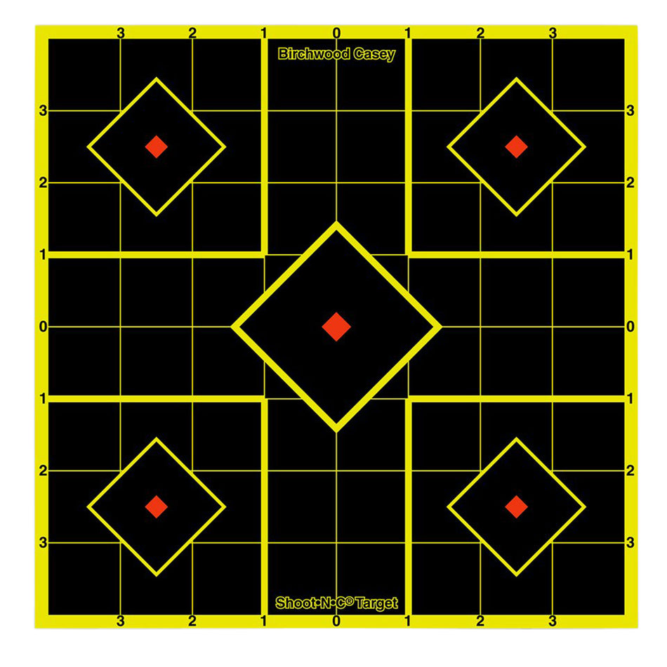 Birchwood Casey Shoot-N-C 34112 Multi Color 8" 5-Diamond Reactive Adhesive Paper Target 15 Pack
