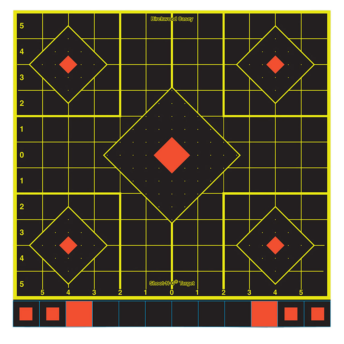 Birchwood Casey Shoot-N-C 34214 Multi Color 12" 5-Diamond Reactive Adhesive Paper Target 12 Pack