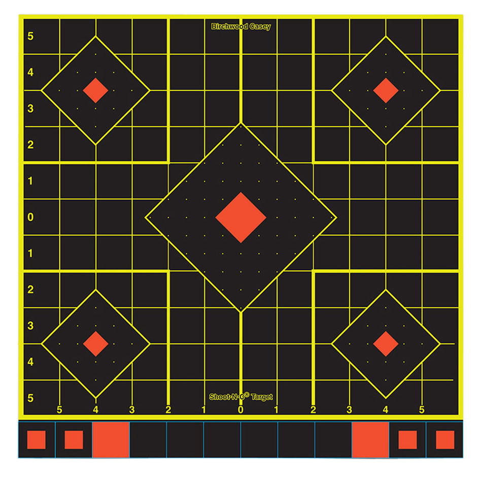 Birchwood Casey Shoot-N-C 34214 Multi Color 12" 5-Diamond Reactive Adhesive Paper Target 12 Pack