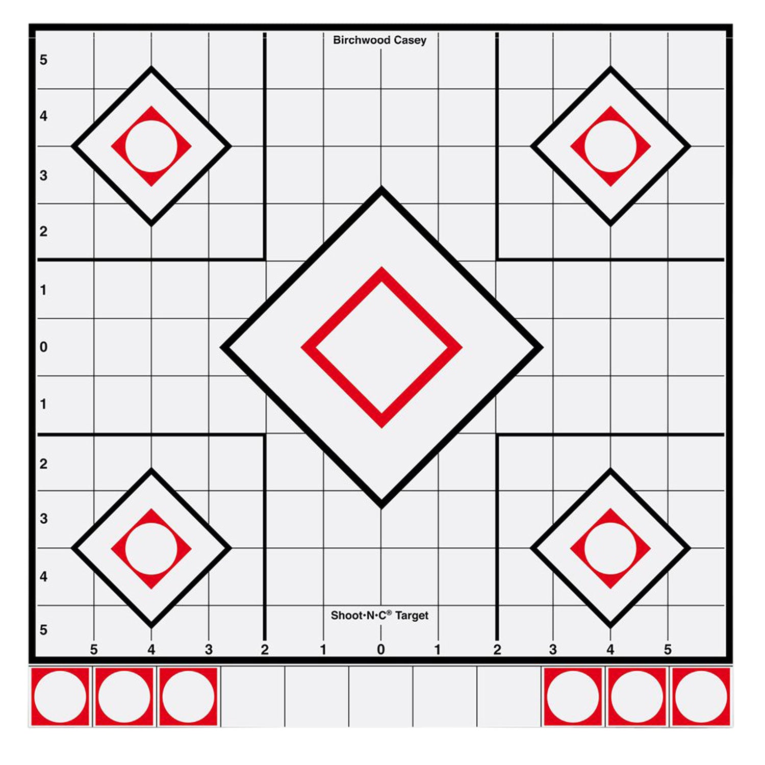 Birchwood Casey Shoot-N-C 34219 White/Red 12" 5-Diamond Reactive Adhesive Paper Target 5 Pack