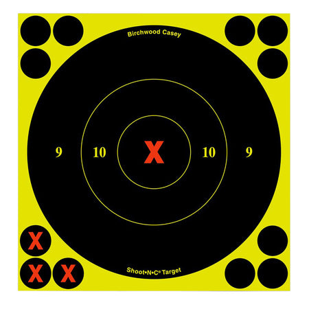 Birchwood Casey Shoot-N-C 34560 Black/Yellow 6" X-Bullseye Reactive Adhesive Paper Target 60 Pack