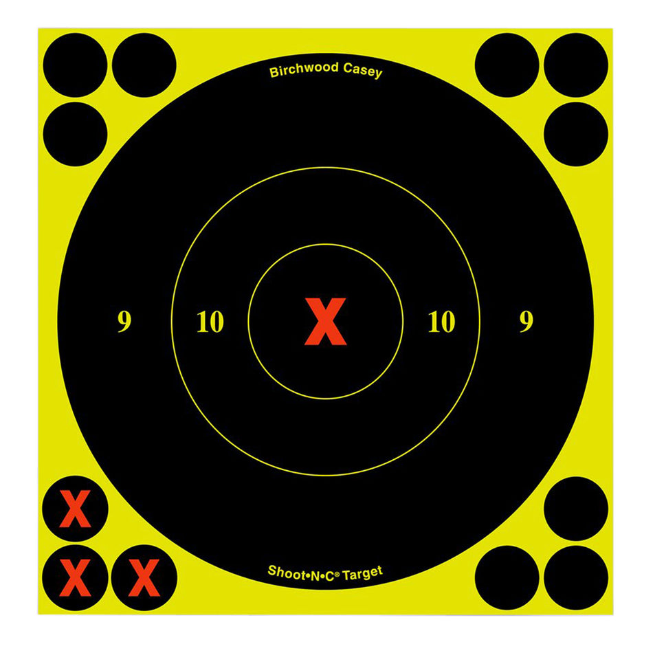 Birchwood Casey Shoot-N-C 34560 Black/Yellow 6" X-Bullseye Reactive Adhesive Paper Target 60 Pack