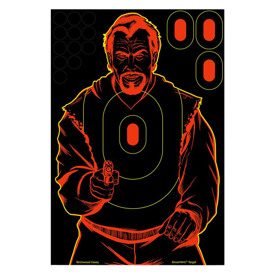 Birchwood Casey Shoot-N-C 34645 Black/Red 12"x18" Bad Guy Silhouette Reactive Adhesive Target 5 Pack