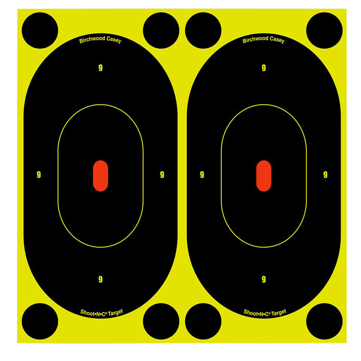 Birchwood Casey Shoot-N-C 34750 Black/Yellow 7" Oval Silhouette Reactive Adhesive Paper Target 60 Pack