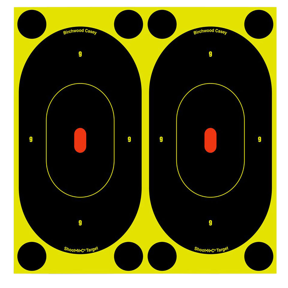 Birchwood Casey Shoot-N-C 34750 Black/Yellow 7" Oval Silhouette Reactive Adhesive Paper Target 60 Pack