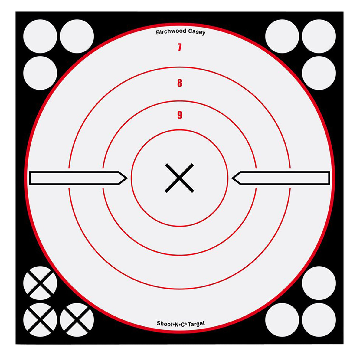 Birchwood Casey Shoot-N-C 34802 Black/Red/White 8" Bullseye Reactive Adhesive Paper Target 6 Pack