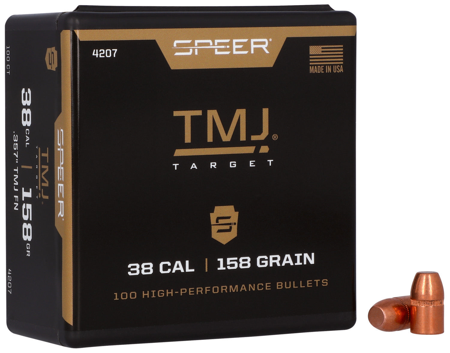 Speer 4207 Handgun 38 Caliber 158gr TMJ Reloading Bullets 100/Box