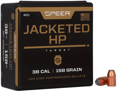 Speer 4211 Handgun 38 Caliber 158gr JHP Reloading Bullets 100/Box