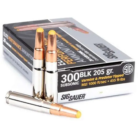 Sig Sauer .300 AAC Blackout Rifle Ammo Tipped Hunting Controlled Expansion Tip PolyTip 205 grain 