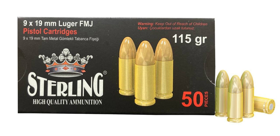 Sterling 9mm Luger 115 Grain Full Metal Jacket (FMJ)