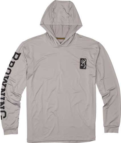 Browning Light Gray Hooded Long-Sleeve Tech Shirt X-Large