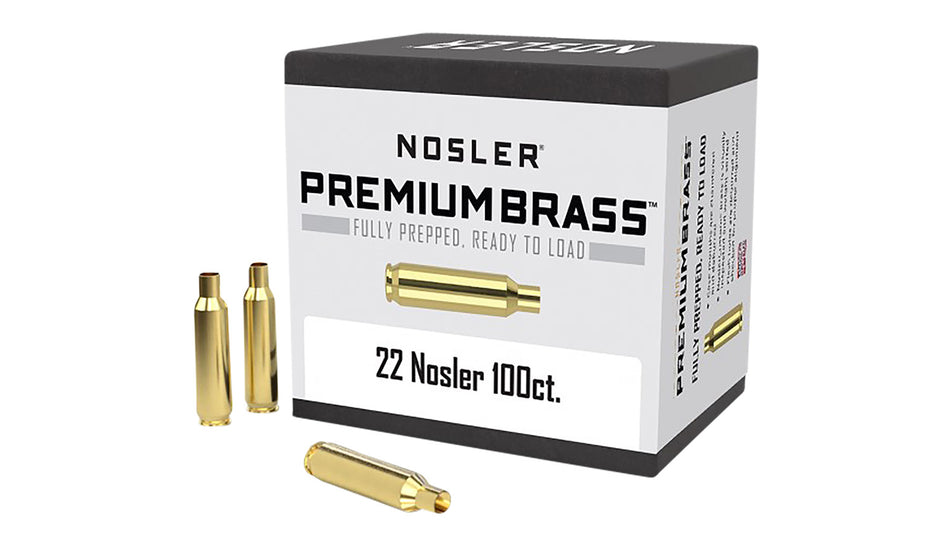 Nosler Premium Brass 22 Nosler Unprimed Rifle Cases 10067 100/Box