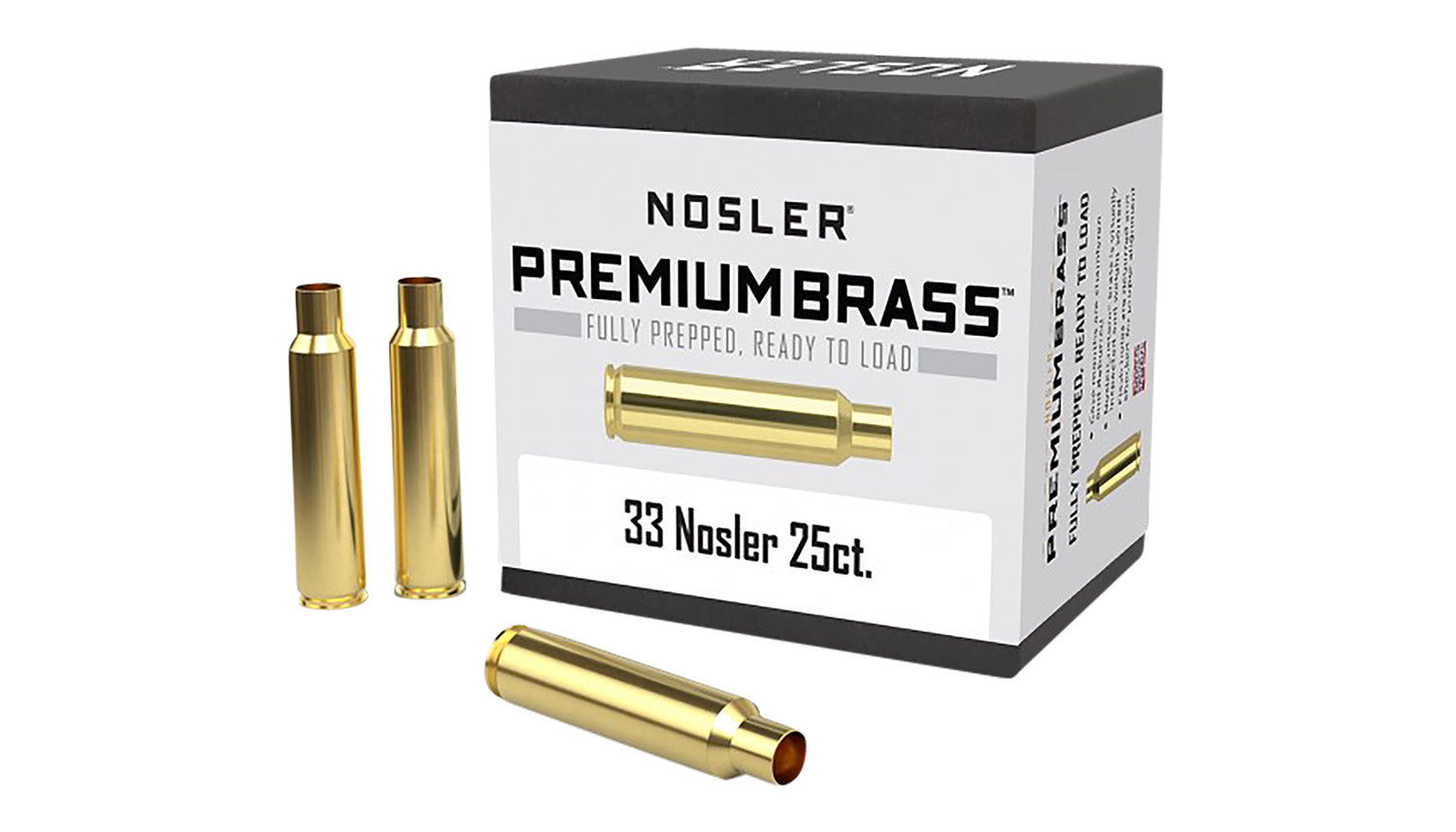 Nosler Premium Brass 33 Nosler Unprimed Rifle Cases 10222 25/Box