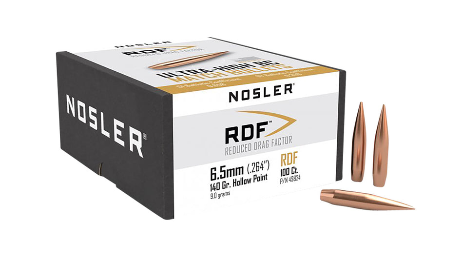 Nosler RDF Reduced Drag Factor Match 6.5mm 140gr HPBT Bullets Box of 100