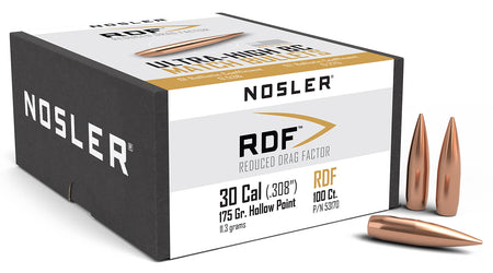 Nosler RDF Reduced Drag Factor Match 30Cal 175gr HPBT Bullets Box of 100