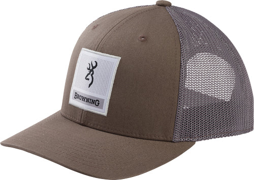 Browning Prowler Pewter Mesh Snap Back Hat Square Buckmark Patch