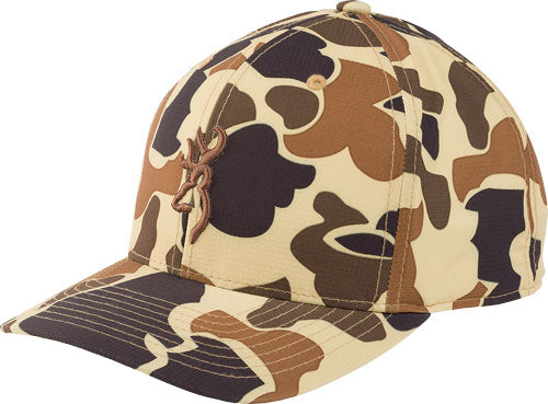 Browning Cupped Up 110 Snap Back Hat Vintage Tan Buckmark