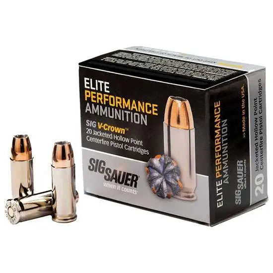 Sig Sauer .38 Super Handgun Ammo ELITE PERFORMANCE JHP Hollow Point +P Personal Defense Jacketed Hollow Point JHP 125 grain 