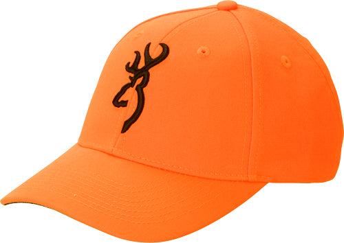 Browning Safety Orange Baseball Cap 3D Buckmark Hook Loop Closure
