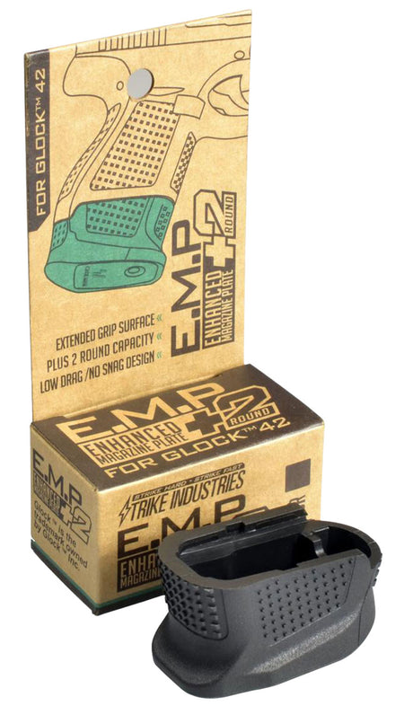 Strike Industries Glock 42 Enhanced Magazine Plate +2 Rounds, Black Polymer