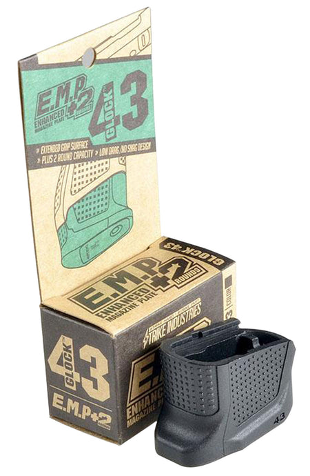 Strike Industries Enhanced Mag Plate for Glock 43 Magazines - Black Polymer +2 Capacity