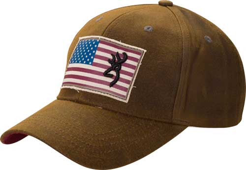 Browning Liberty Dark Brown Wax Hat with Flag and Buckmark Logo