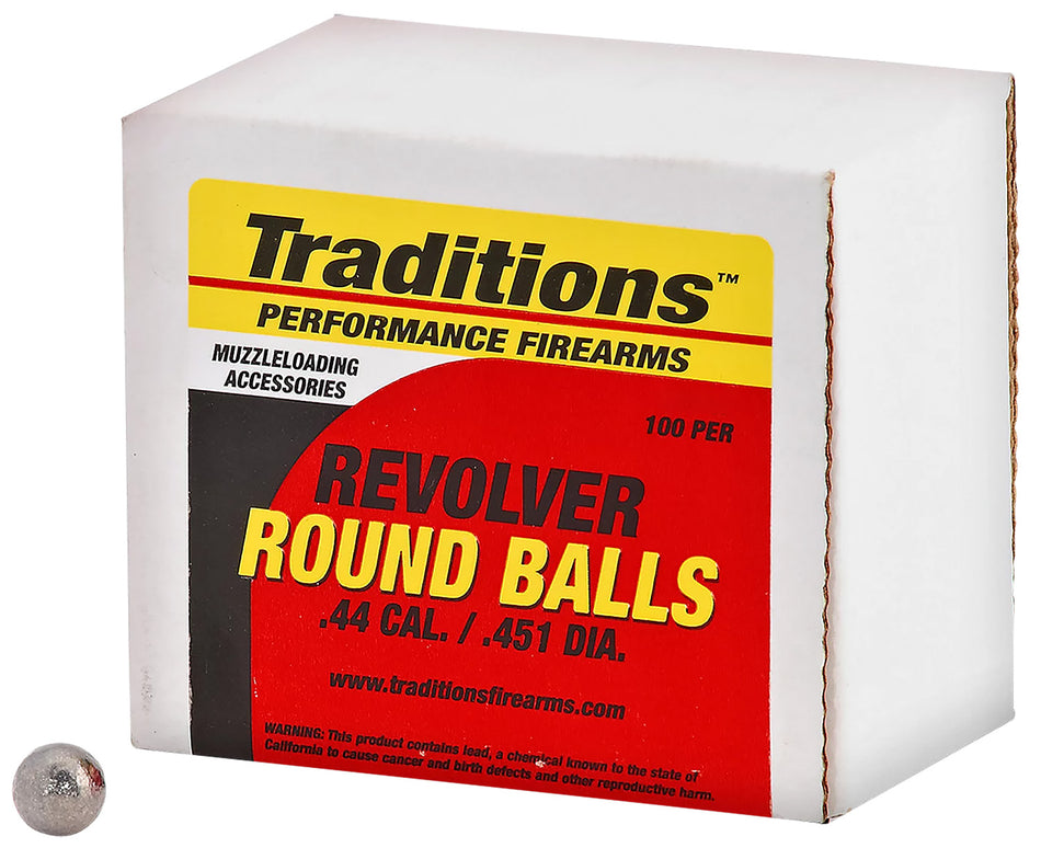 Traditions 44 Caliber .451 Round Ball 100pk 140 Grain Revolver
