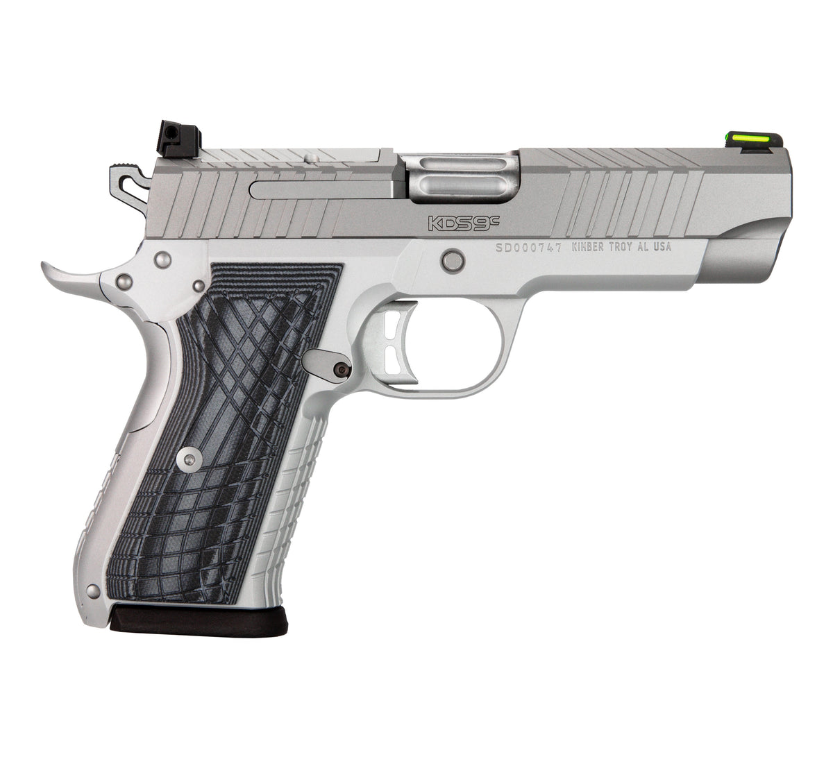 Kimber KDS9C 9mm 15+1 4.09-Inch Pistol - KimPro Silver, Stainless Steel Slide, G10 Crosshatch Grip