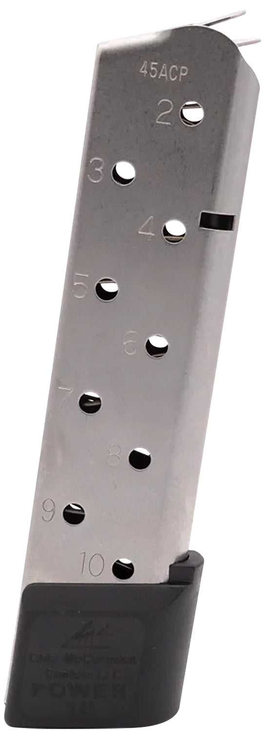 CMC Products Power Mag 10-Round .45 ACP 1911 Government Stainless Steel Magazine with Black Base Pad