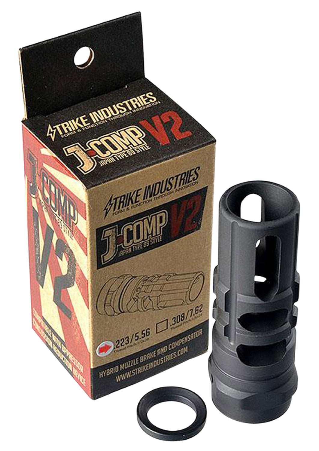 Strike Industries JComp V2 Muzzle Compensator Black 1/2"-28 5.56x45mm NATO