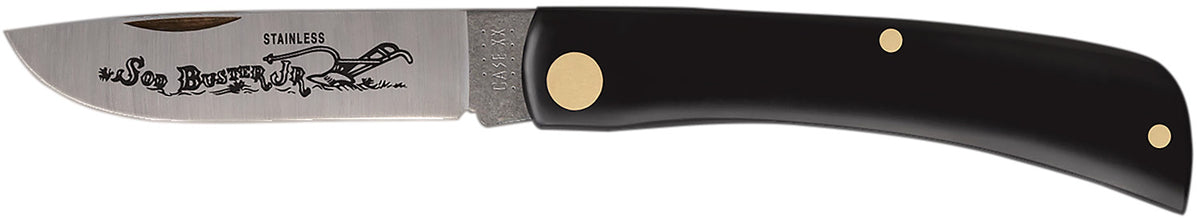 Case Sod Buster Jr. 2.80" Folding Skinner Plain As-Ground SS Blade Black Synthetic Handle
