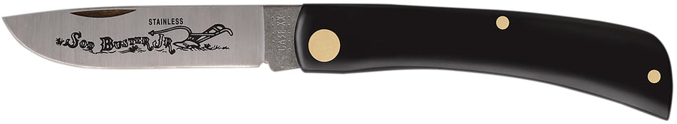 Case Sod Buster Jr. 2.80" Folding Skinner Plain As-Ground SS Blade Black Synthetic Handle