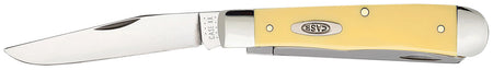 Case Trapper Folding Pocket Knife 3.25" Clip/Spey Blades Yellow Synthetic Handle